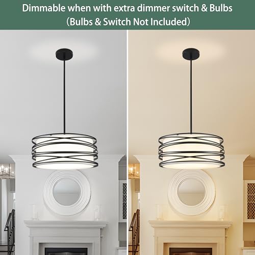 15.7'' Black Drum Chandelier for Dining Room 3