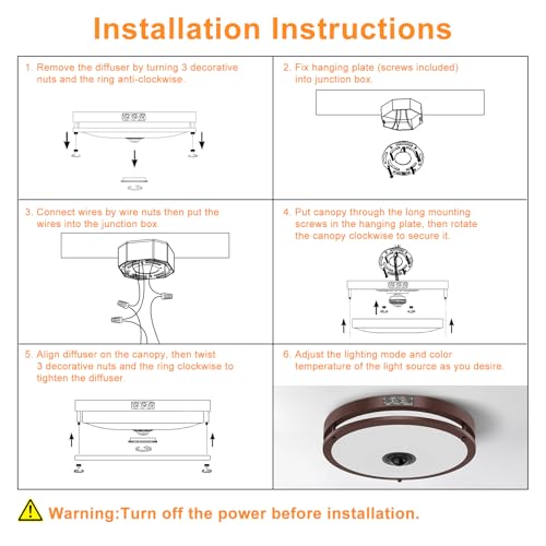 12" LED Motion Sensor Outdoor Ceiling Light Porch Lamp