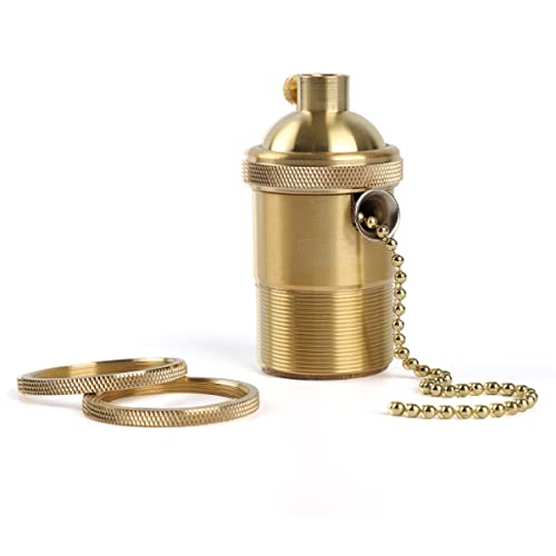 Brass Screw Thread DIY Light Socket Vintage Copper Edison Retro Pendant Lamp Holder for E26 E27 Light Bulbs