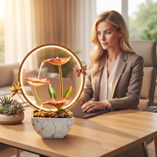 11'' H Pink Indoor Desktop Tableop Fountain Decoration