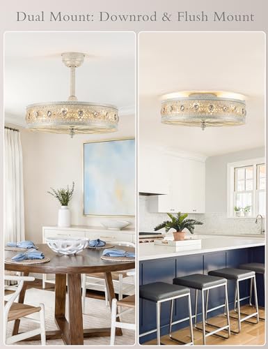 Crystal Chandelier Ceiling Fan with Light