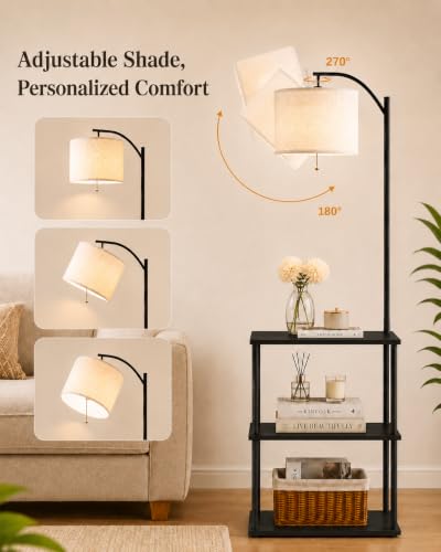 Floor Lamp with Table (Black)