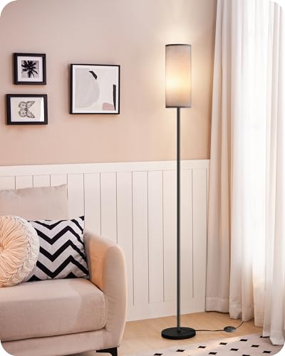 Dimmable Gray Floor Lamp for Living Room with Remote and Foot Switch