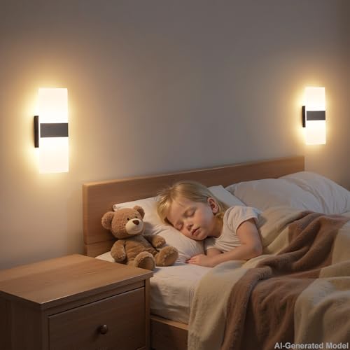 Modern Black LED Wall Sconce Set of 2