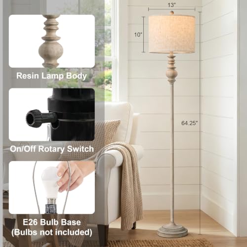 64.25" Farmhouse Floor Lamp for Living Room (Antique Gray)