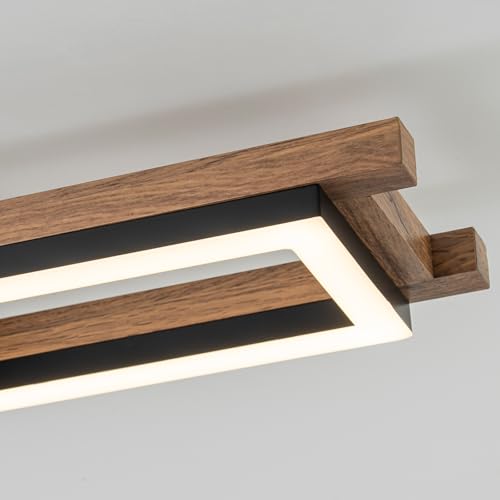 27.5" LED Modern Ceiling Lights Wooden Square Rectangular Lamp Fixture Wood