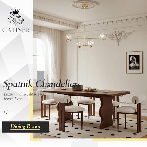 Modern 31" 4 Light Gold Sputnik Chandelier with Clear Glass Globe