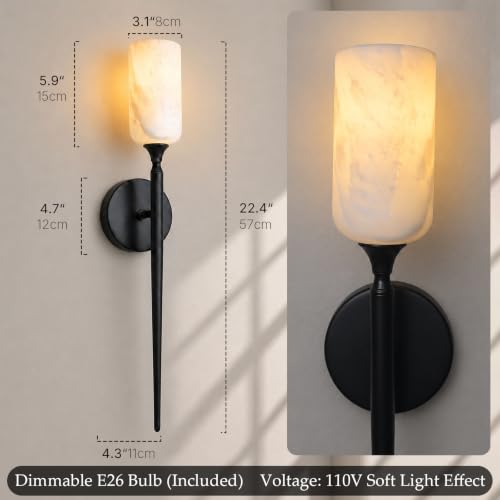 Natural Alabaster Wall Sconce Marble Bathroom Vanity Light