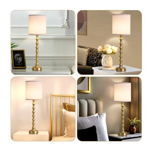 30.5" Gold Buffet Table Lamps Set of 2 with White Lampshade (2 Count)