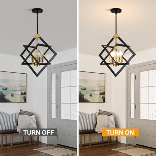 18" Modern Black and Gold Chandelier