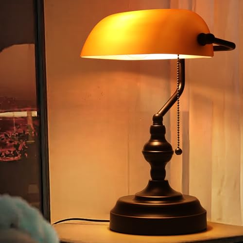 Bankers Desk Lamp with USB A and Type C Charging Port