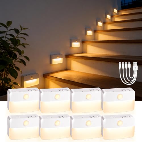 8 Pack Rechargeable Stair Lights for Indoor (8 Count)