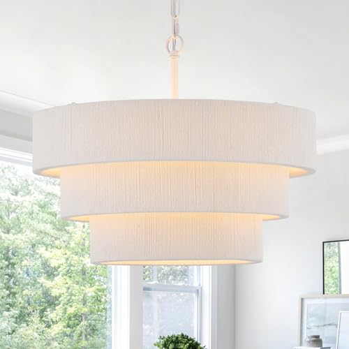 20” Boho Hand Woven Rattan Chandelier 3 Round Adjustable Coastal Pendant Light for Kitchen Island Dining Living Room