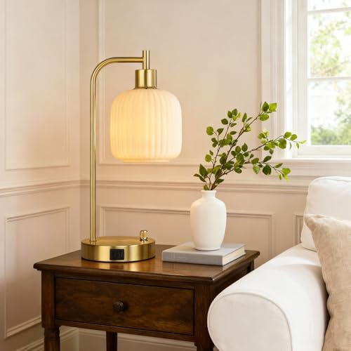 Cream Glass Table Lamps Set of 2 (2 Count)