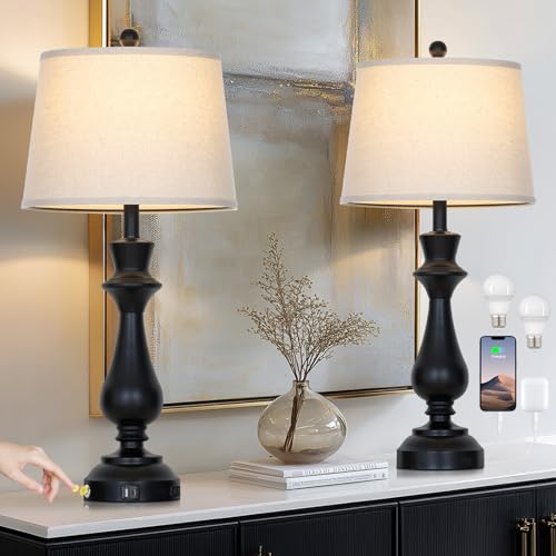 Modern Black Table Lamps Set of 2 for Living Room (2 Count)
