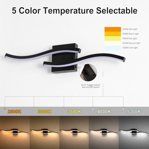 Black Curved Bathroom Vanity Light Fixture Over Mirror