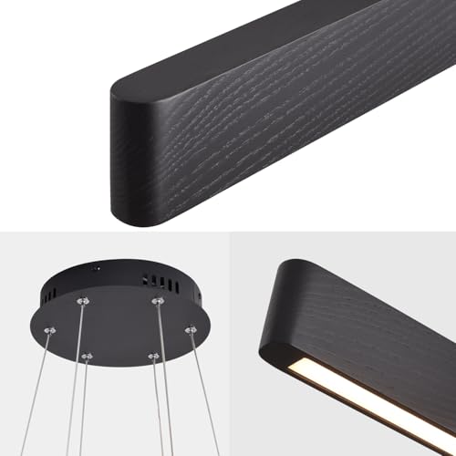 3 Light Solid Wood Black Linear Pendant Light (3 Count)