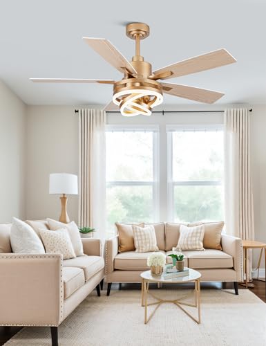 52" White and Gold Modern Chandelier Fandelier Ceiling Fan with Light