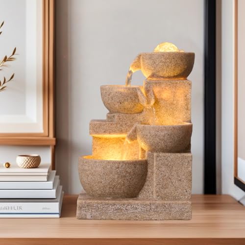 Tabletop Water Fountain Meditation Desktop Fountains for Meditation Relaxation for Bedroom Living Room Office Home Decor Relaxing Waterfall