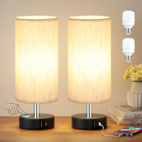 Small Table Lamps for Bedroom set of 2 (2 Count)