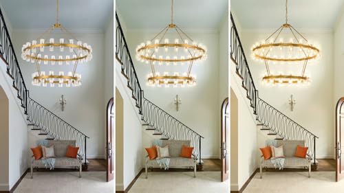 48 Inch Gold Wagon Wheel Chandelier with Crystal Shade
