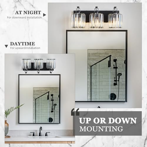 3 Light Black Bathroom Light Fixture Modern Vanity Lights Over Mirror Vintage Wall Sconce Lighting for Bathroom