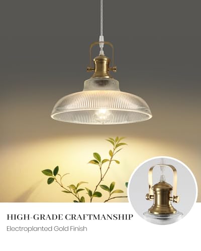 Gold Glass Pendant Lights Kitchen Island (2 Count)