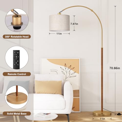 Dimmable Arc Floor Lamp with Remote