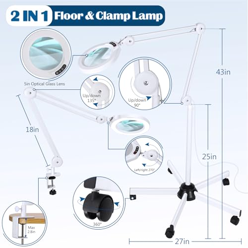 15X Magnifying Glass with Light and Stand