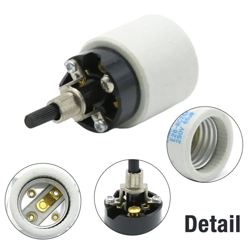 E26 E27 Rotary Lamp Switch Replacement with Socket Holder 660W 250V