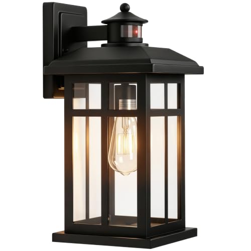 16" Black Motion Sensor Wall Sconce Light for House
