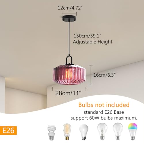 Mid Century Hanging Light Purple Glass Ceiling Pendant Lights
