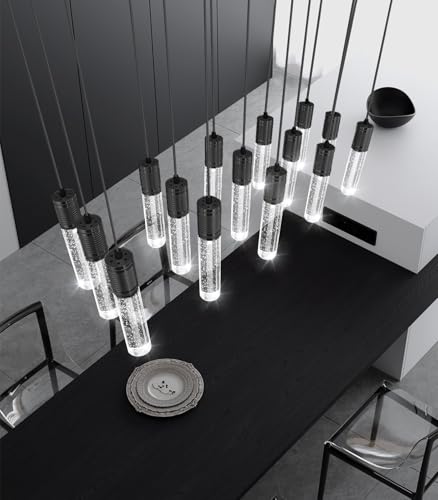 15 Lights Modern LED Pendant Lighting Fixture for Kitchen Island Crystal Chandelier Light Fixtures for Dining Room