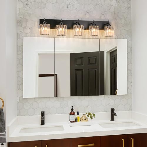 Black Crystal Bathroom Vanity Lights