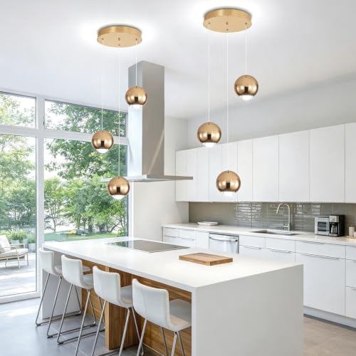 Modern Gold Pendant Light Globe Chandelier for Kitchen Island