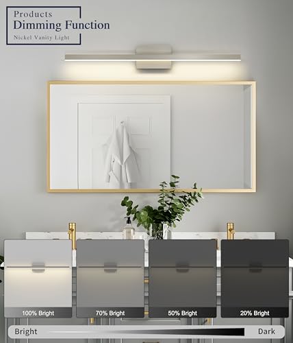 Brushed Nickel Bathroom Vanity Light Fixture Over Mirror