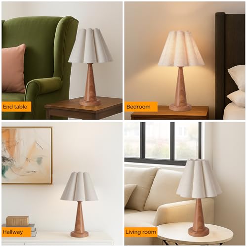 Modern Table Lamp with Petal Linen Lampshade