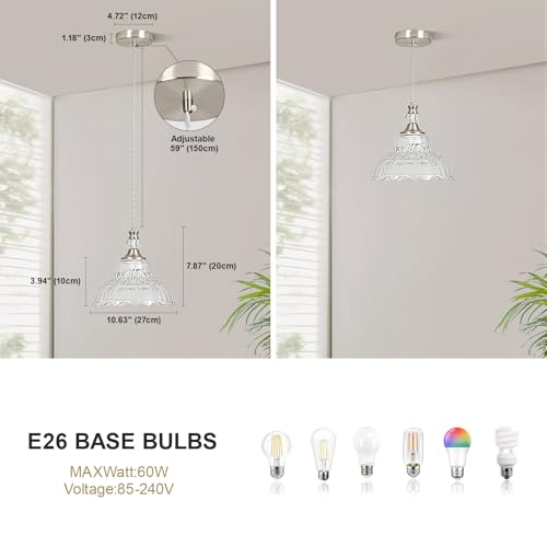 1 Piece Chandelier in Brushed Nickel Finish with Flower (1-Light / Nickel)