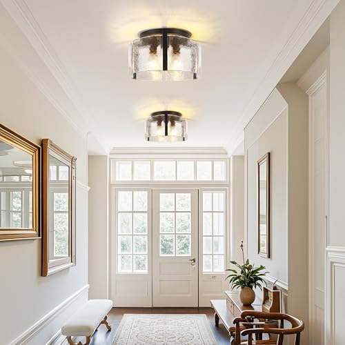 3 Light Black Drum Ceiling Light