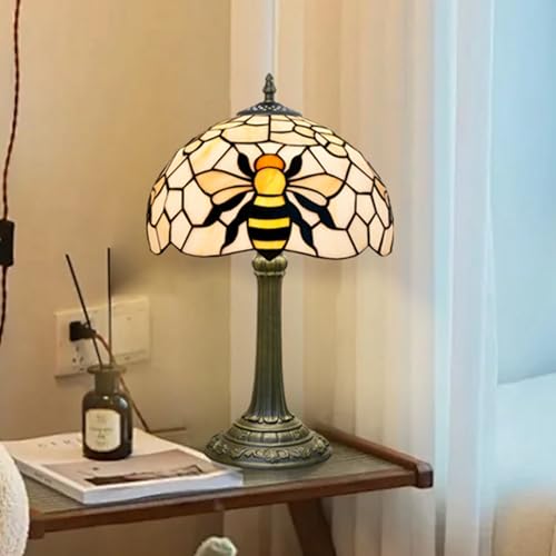 Tiffany Stained Glass lamp bee Cute Bedside Table lamp Animal Night Light
