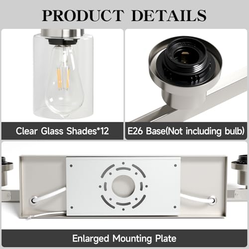 Brushed Nickel Bathroom Vanity Light Over Mirror 12 Light 78in