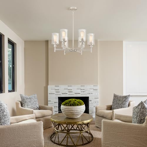 6 Light Brushed Nickel Chandeliers for Dining Room Light Fixture