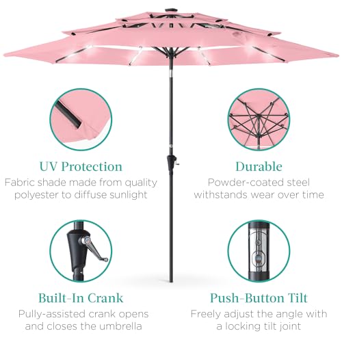 10ft 3 Tier Solar Patio Umbrella