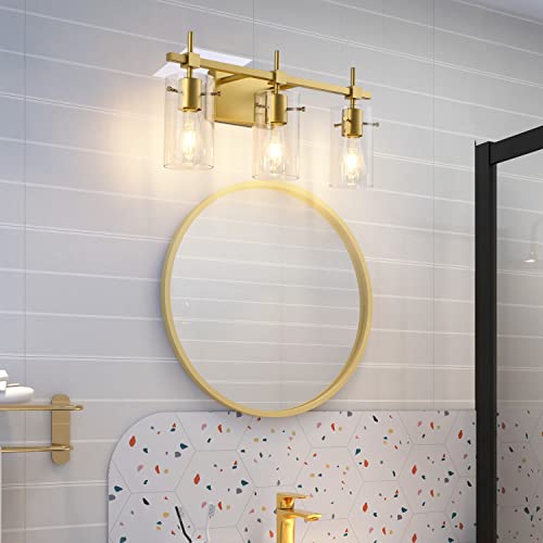 Gold 3 Lights Bathroom Light Fixtures for Mirror Vanity Lights Bathroom Vanity Light Wall Sconce