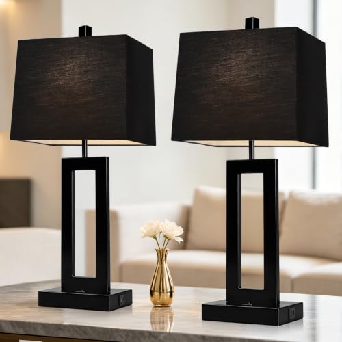 Black Bedside Table Lamp Set of 2 (2 Count)