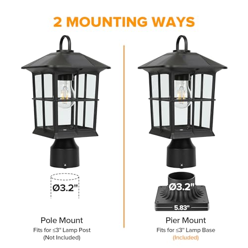 Outdoor Solar Lamp Post Light with Pier Mount Base