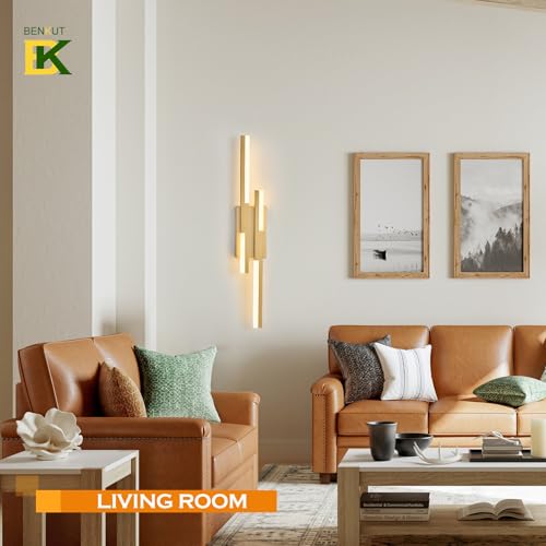 Modern LED Wall Sconce Gold Remote Wall Light Fixtures for Bathroom