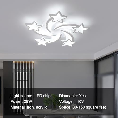 Flower Shaped Ceiling Light Dimmable Modern Ceiling Lamp Remote Control LED Lighting Fixture for Bedroom Living Room Dining Room