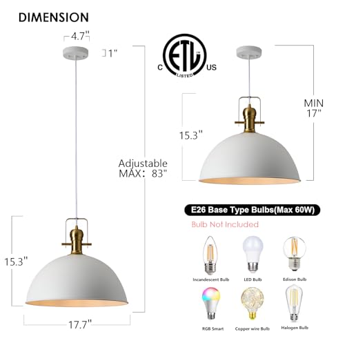 18 Inch White Farmhouse Pendant Lights