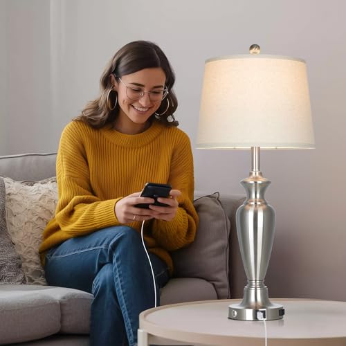 Silver Table Lamp for Living Room Single